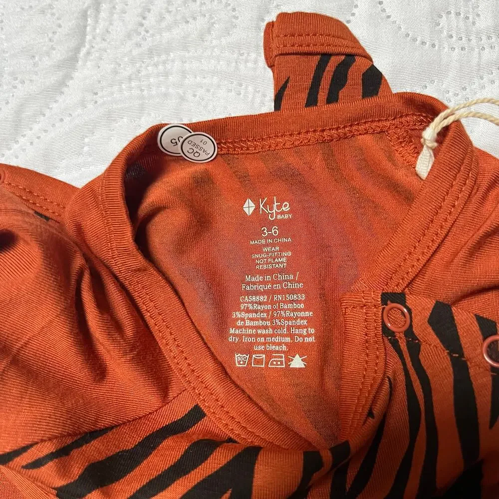 NWT Kyte Tiger Bamboo Longall Romper Size 3-6m